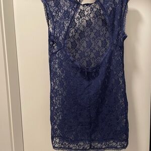 La Vie En Rose Navy Lace Chemise